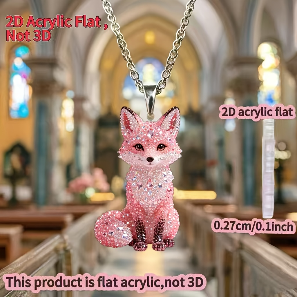 Unisex Cute Fox Acrylic Pendant Necklace, Fashion Gift